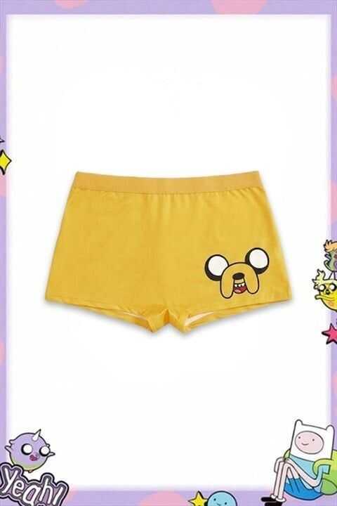 Sarı Adventure Time Jack Y2K Mini Şort