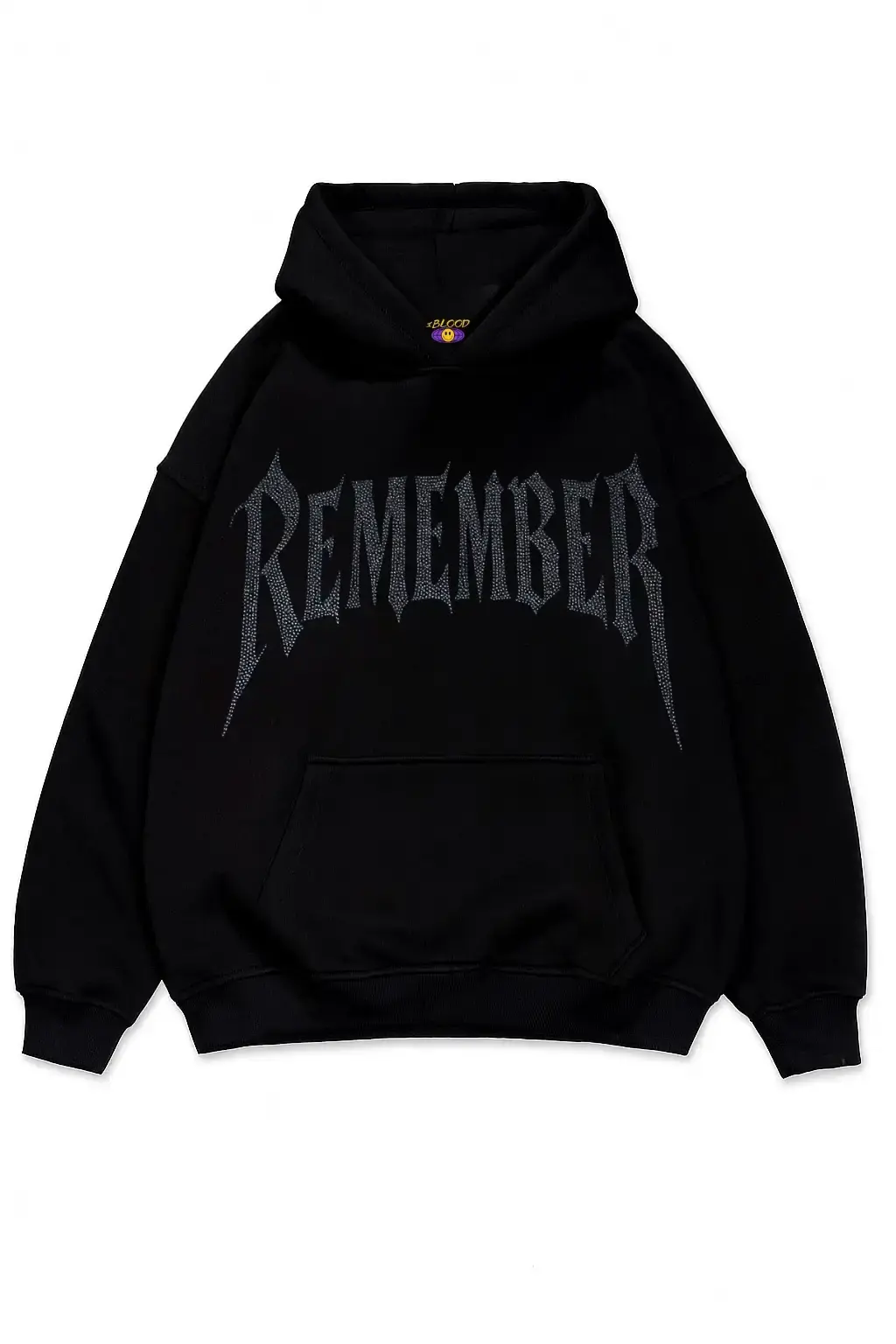 Remember Beyaz Taş Baskılı Oversize Unisex Kapüşonlu Sweatshirt