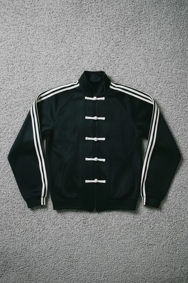 Siyah Retro Üç Şeritli Vintage Y2K Unisex Ceket