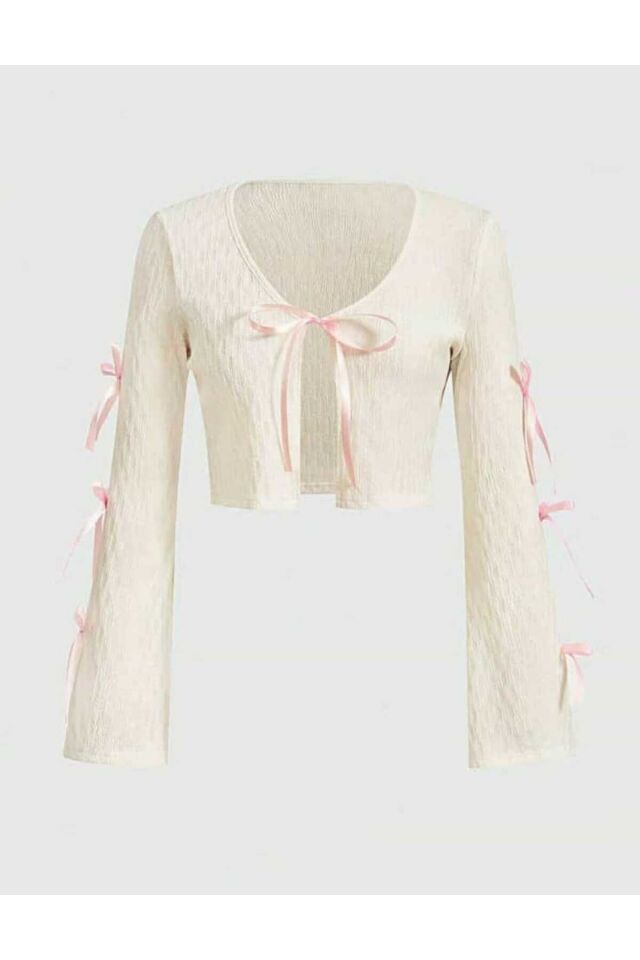 Coquette Kurdele Detaylı Lolita Hırka Bolero Ekru - 2XL