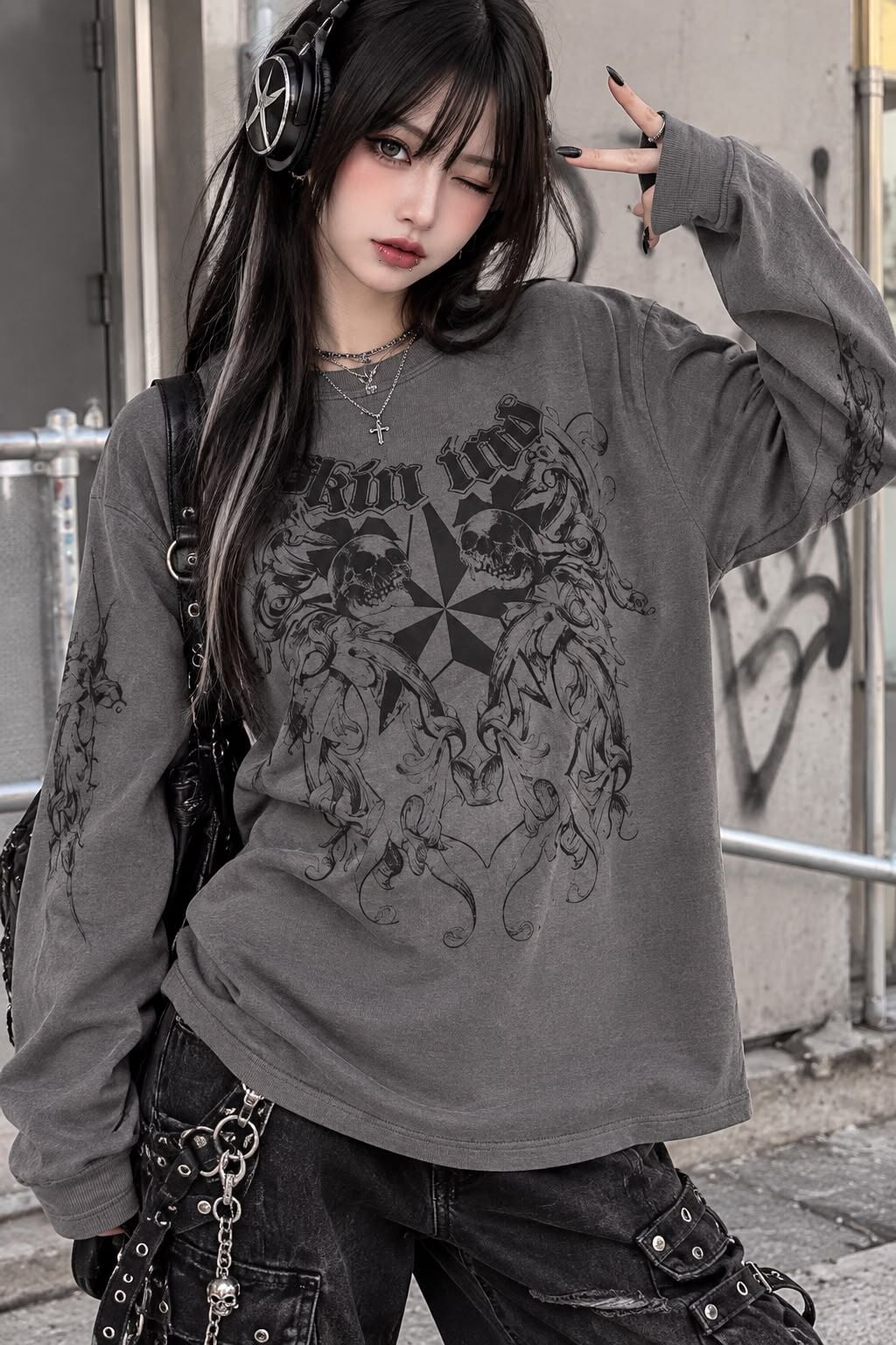 Füme Skin Ind Skull Gotik Unisex Sweatshirt