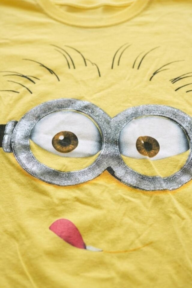 Sarı Çılgın Hırsız Face Kısa Kollu Crop