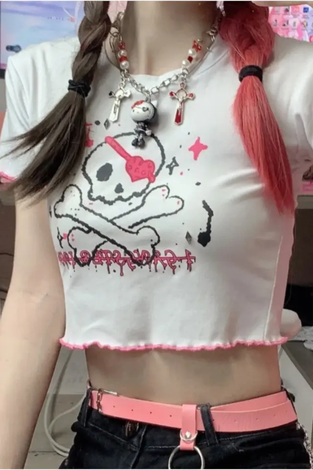 Beyaz Shiny Pirate Crop T-Shirt