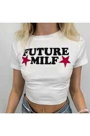 Grunge Punk Future Milf Yarım Crop Tişört