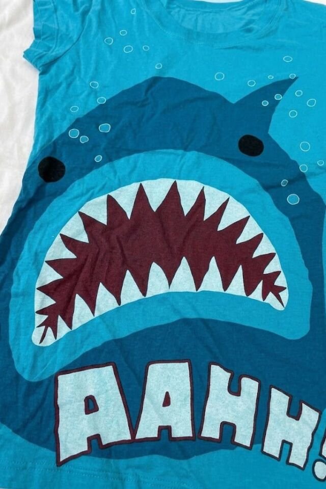 Mavi Shark AAHH! Y2K Kısa Kollu Crop