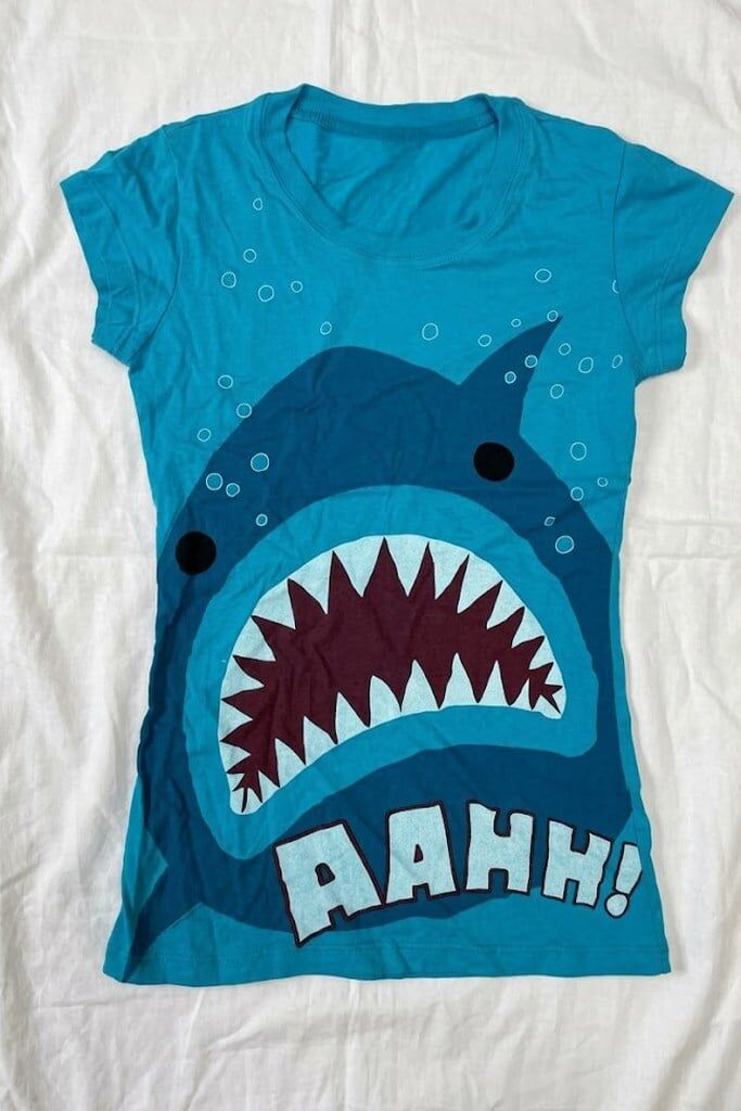 Mavi Shark AAHH! Y2K Kısa Kollu Crop