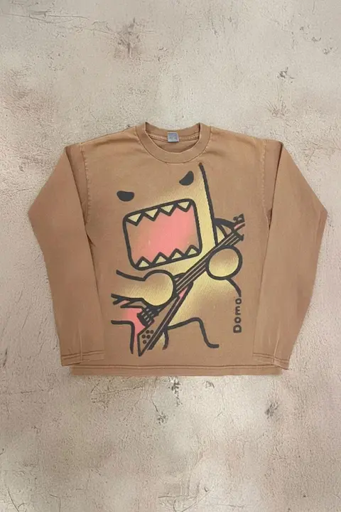 Kahverengi Domo Guitarist Caricature Unisex Sweatshirt