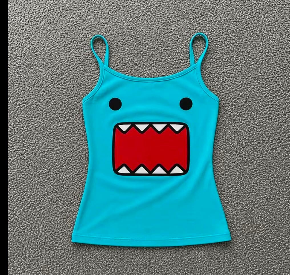 Domo Kunn Turkuaz Street Y2K Tam Boy Askılı Bluz