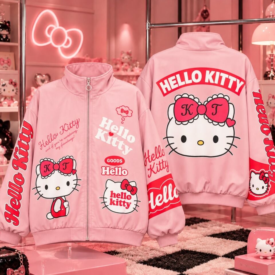 Hello kitty Pembe Bomber Oversize Street ceket