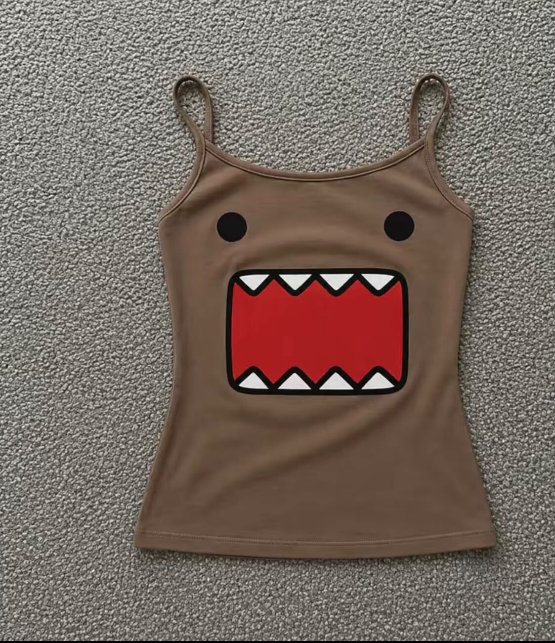 Domo kunn Kahverengi Street Y2K Tam Boy Askılı Bluz