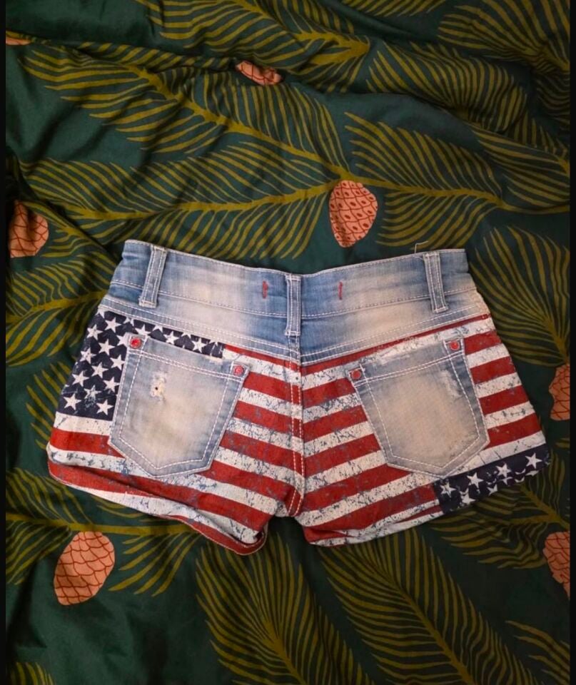 Amerikan Vintage Y2K Street Bayraklı Kot Şort