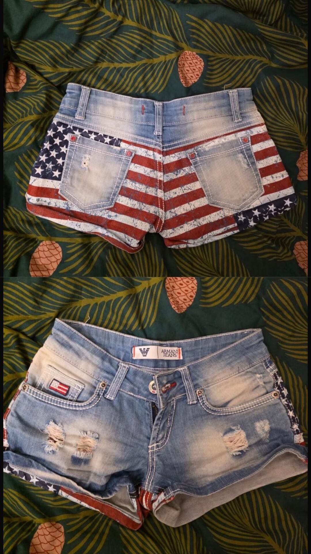 Amerikan Vintage Y2K Street Bayraklı Kot Şort