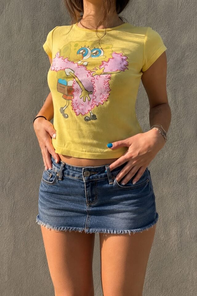 Sünger Bob Pinterest Basic Crop T-shirt