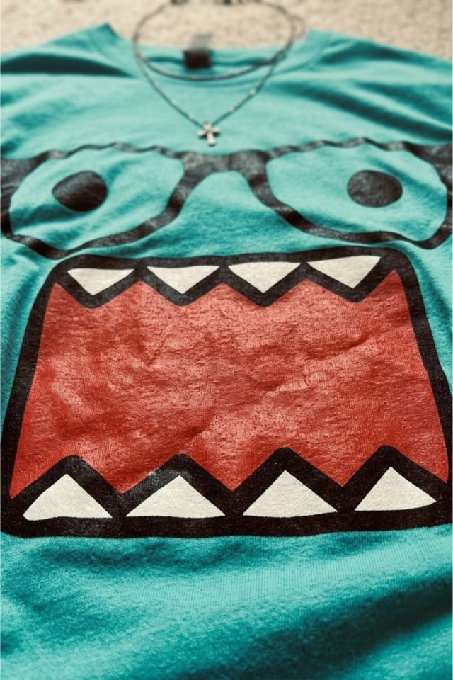 Mavi Domo Kun Harajuku Y2K Street Style Kısa Kol Bluz