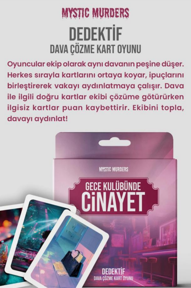 Dedektif Kart Oyunu Dava Çözme Gece Kulübünde Cinayet Suç Kartları 38 Adet