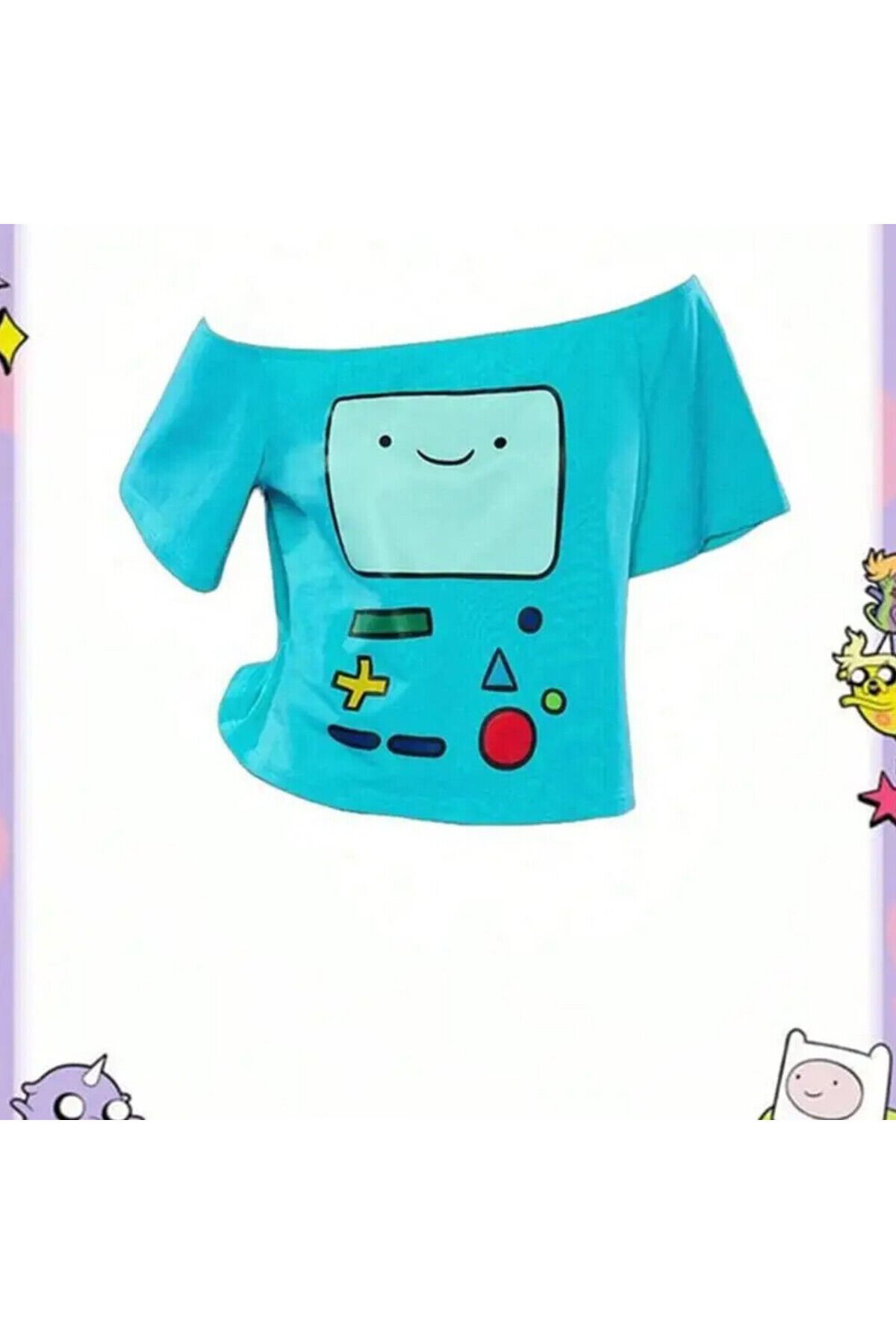 Mavi Adventure Time BMO Y2K Kısa Kollu T-Shirt