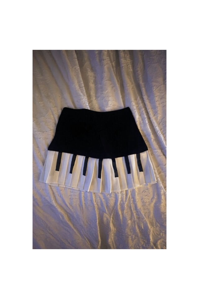 Siyah Piano Pileli Grunge Viral Y2K Etek