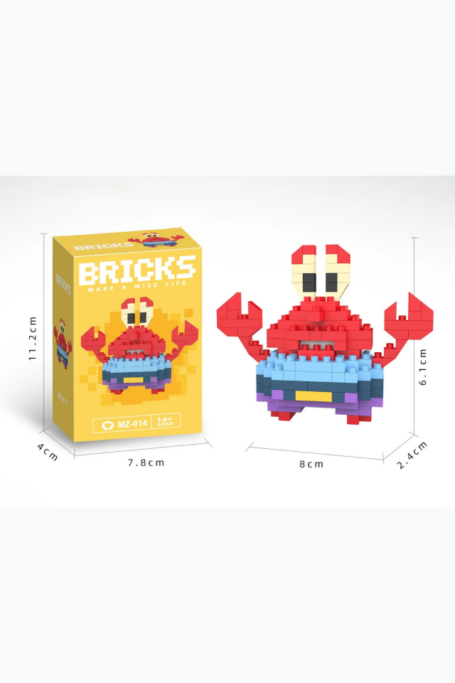 Building Blocks 3 Boyutlu Sponge Bob Bay Yengeç Blok Figür Yapbozu