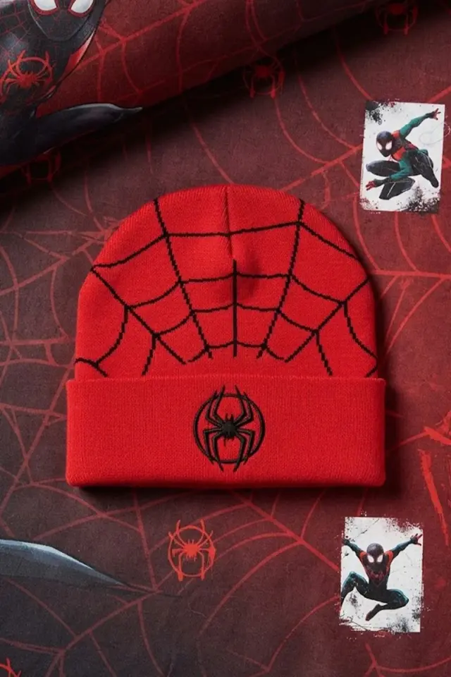 Kırmızı Spider Man Örümcek Ağlı Unisex Bere