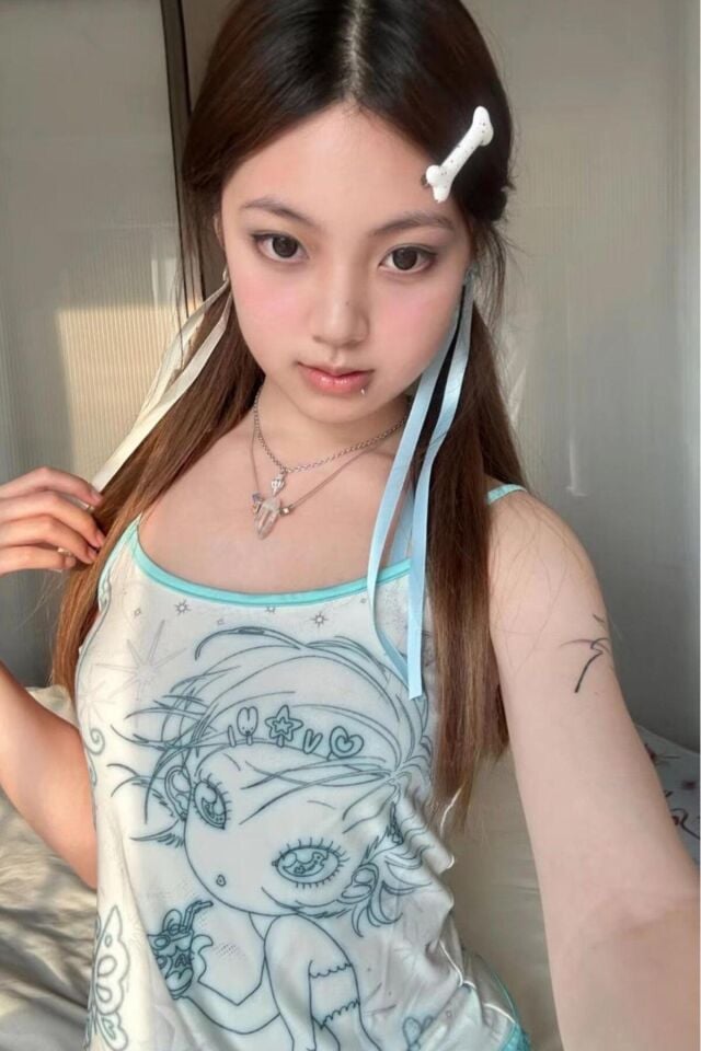 Mavi Cutie Star Girls Askılı Crop