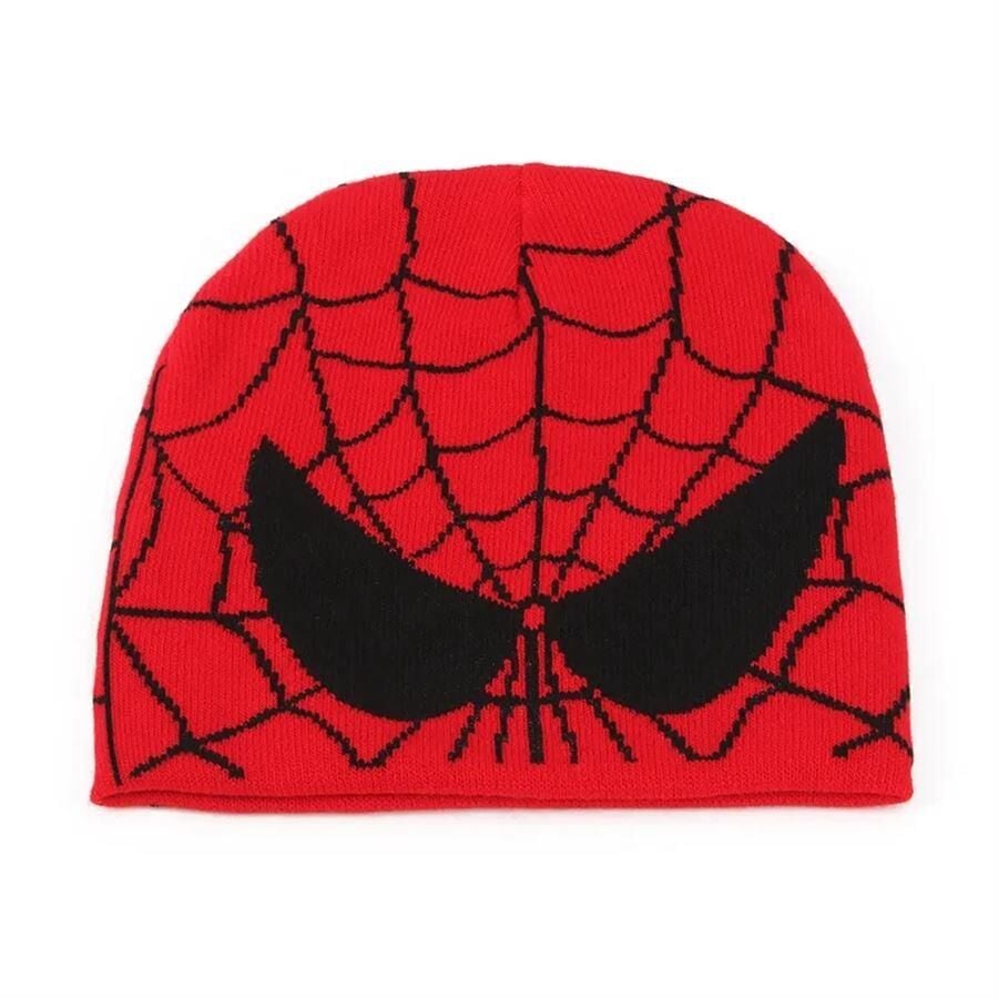 Kırmızı Spider-Man Black Eyes Face Bere