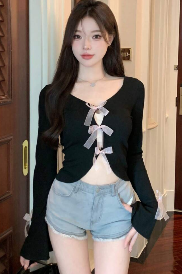 Corean fiyonk detaylı coquette lolita bluz