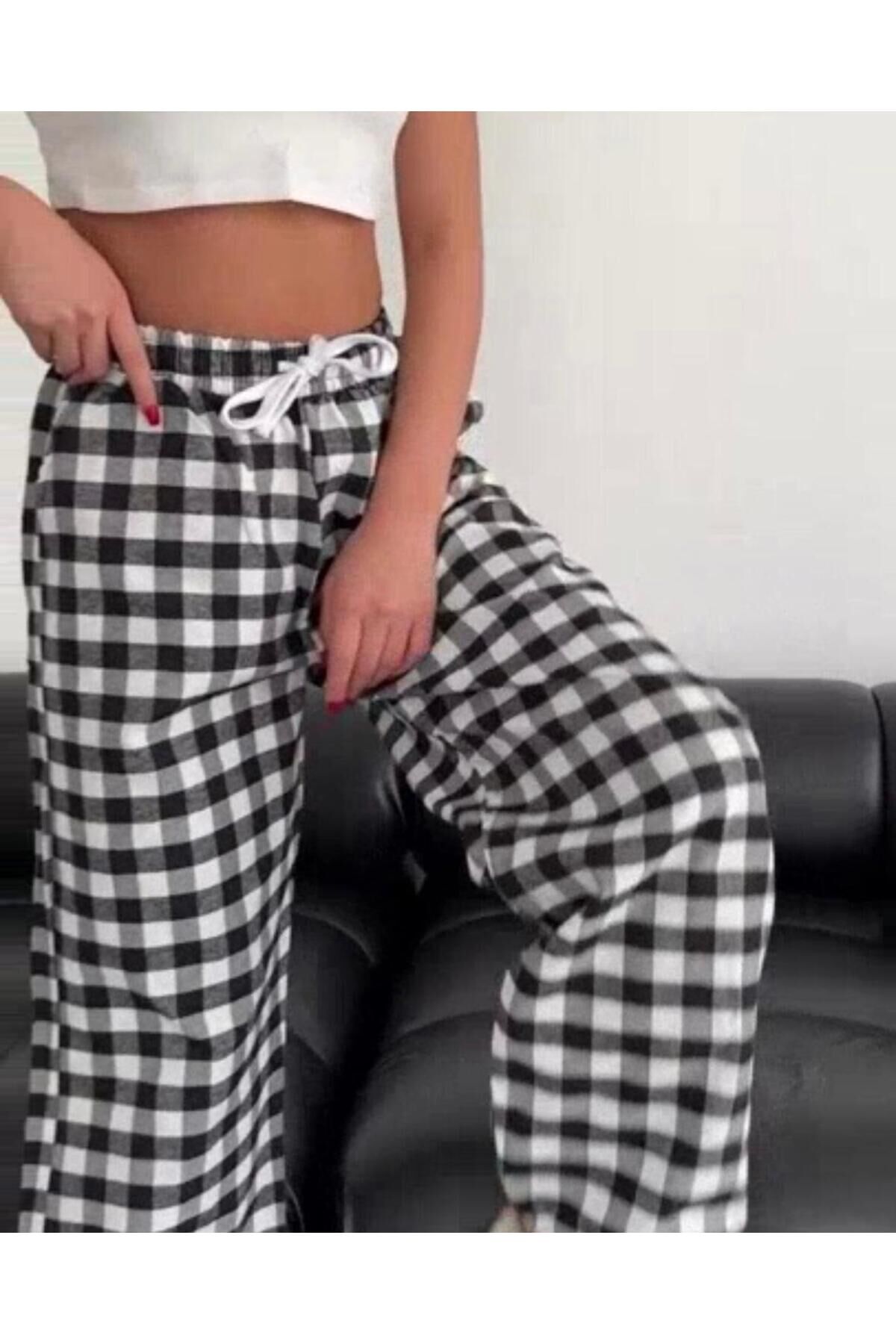 Ekose Viral Pinterest Patchwork Eşofman Altı Beyaz - S