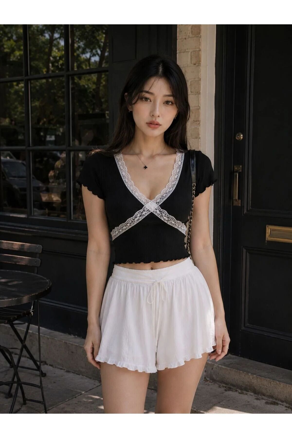 Pinterest Lolita Coquette Dantel V Yaka Crop