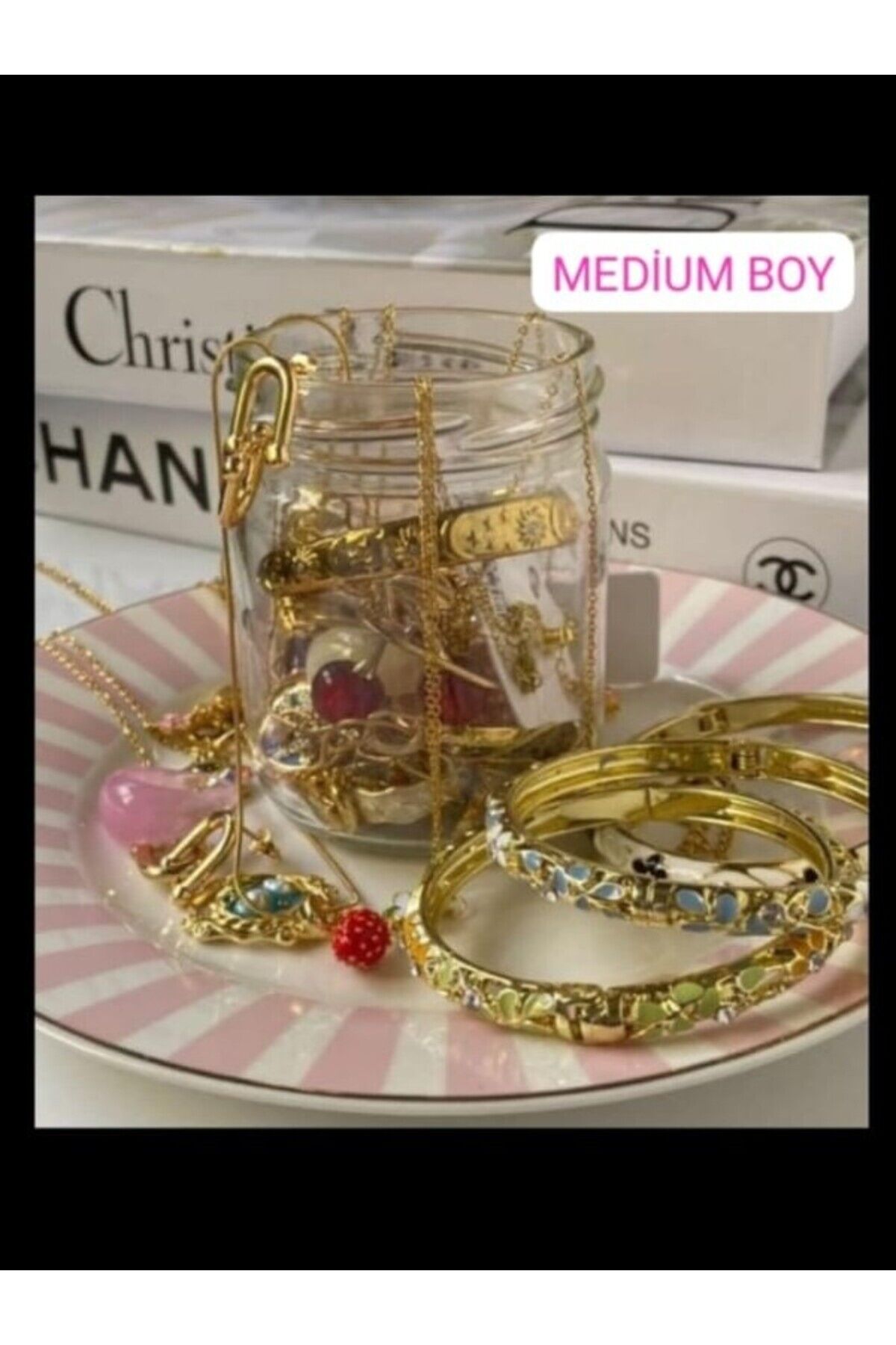 Gold Jewery jar Takı kavanozu Medium boy (10+1 parça) Çok Renkli - Tek Ebat