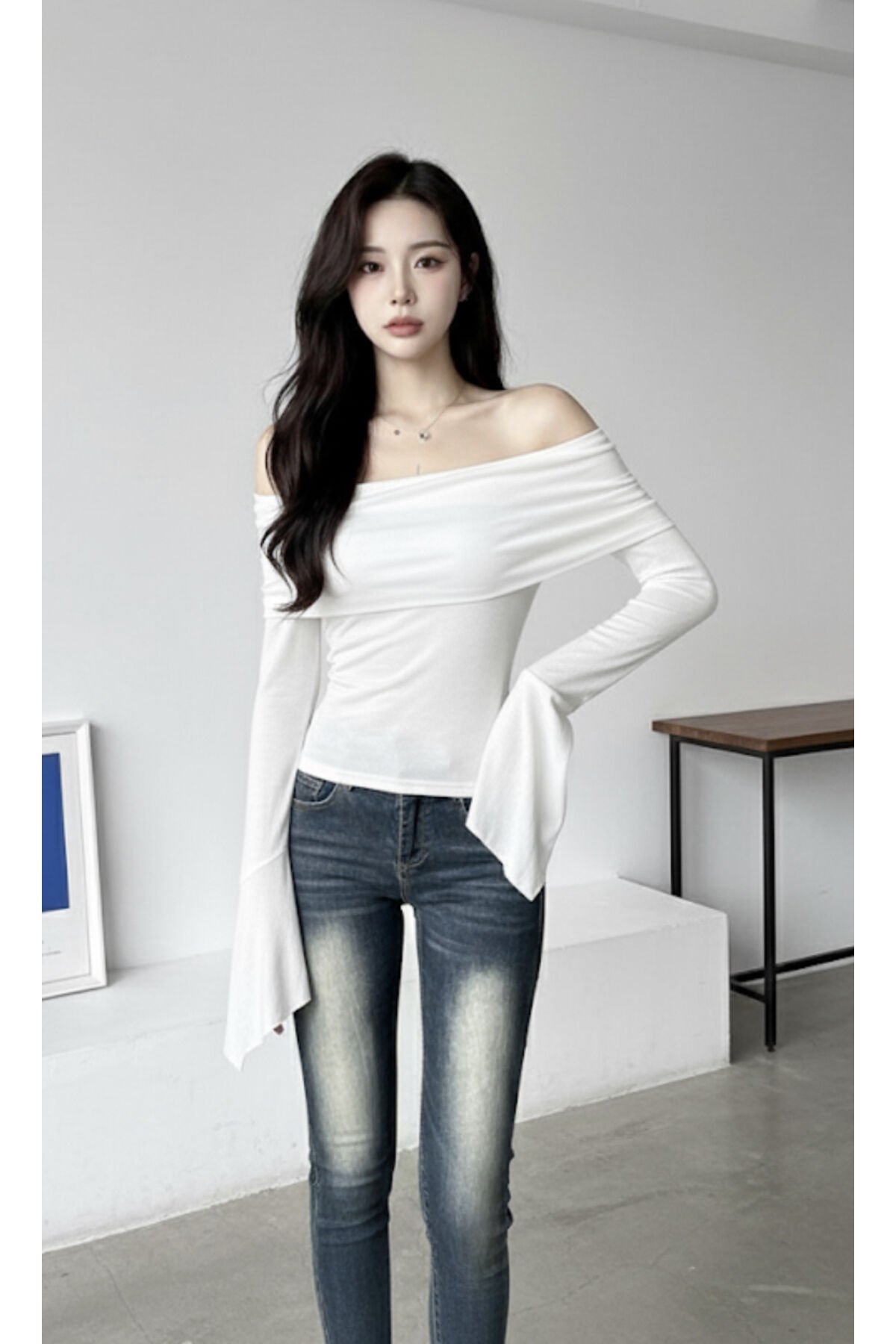 Vintage 2000's İspanyol Kollu Madonna Yaka Uzun Kollu Bluz