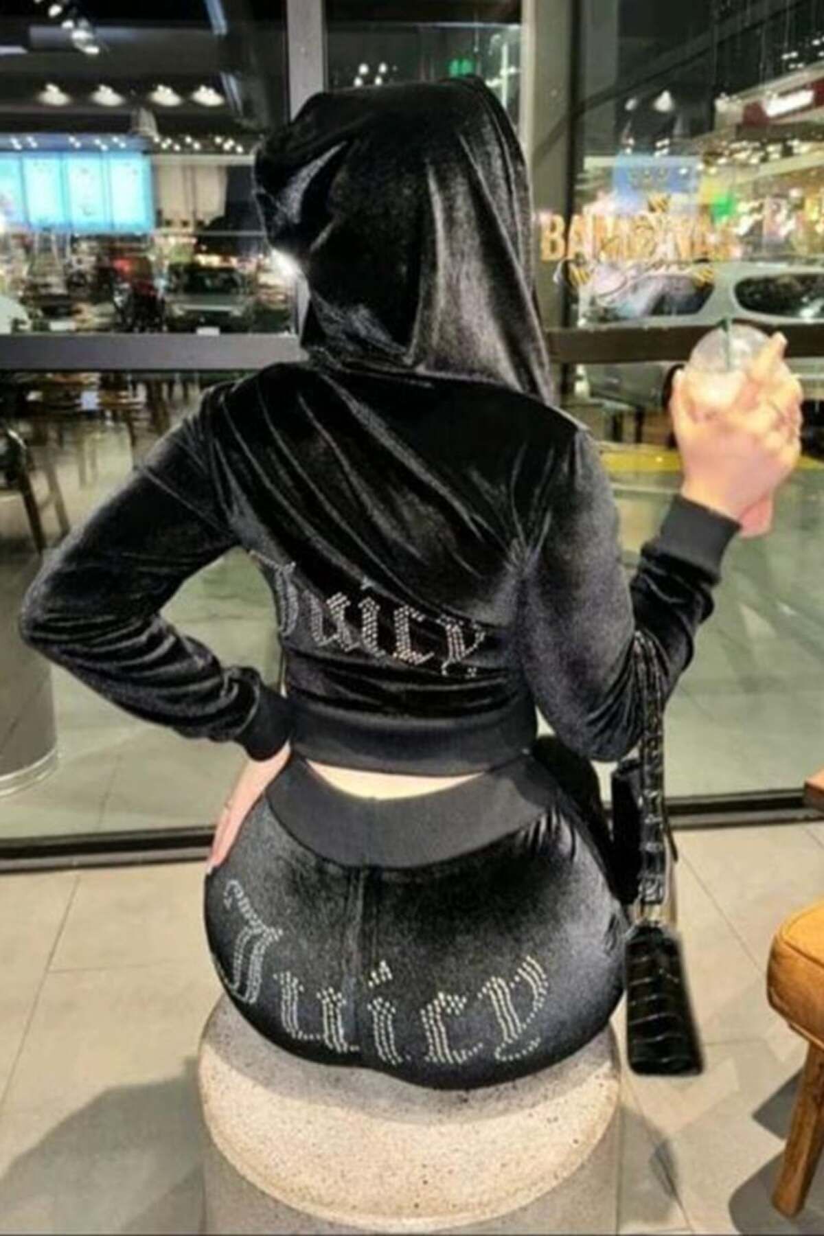 Siyah Juicy Couture Kadife Pijama Takımı Siyah - L