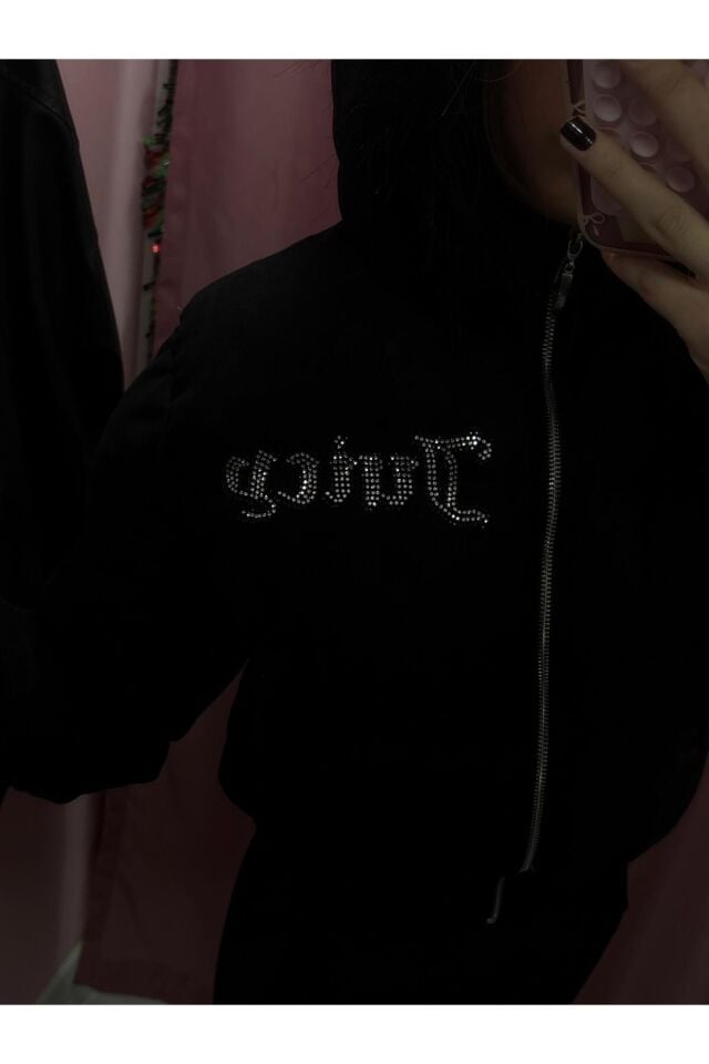 Juicyy Couture Taşlı Kürklü Viral Pinterest Mont