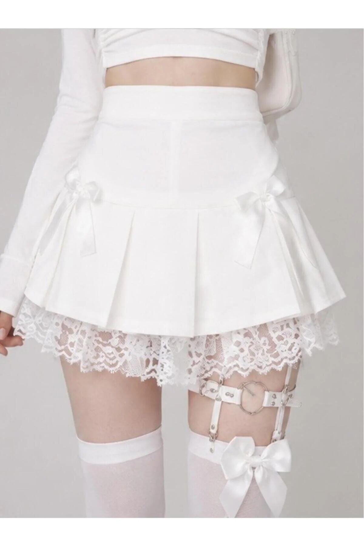 coquette Lolita beyaz Soft dantel detaylı mini etek