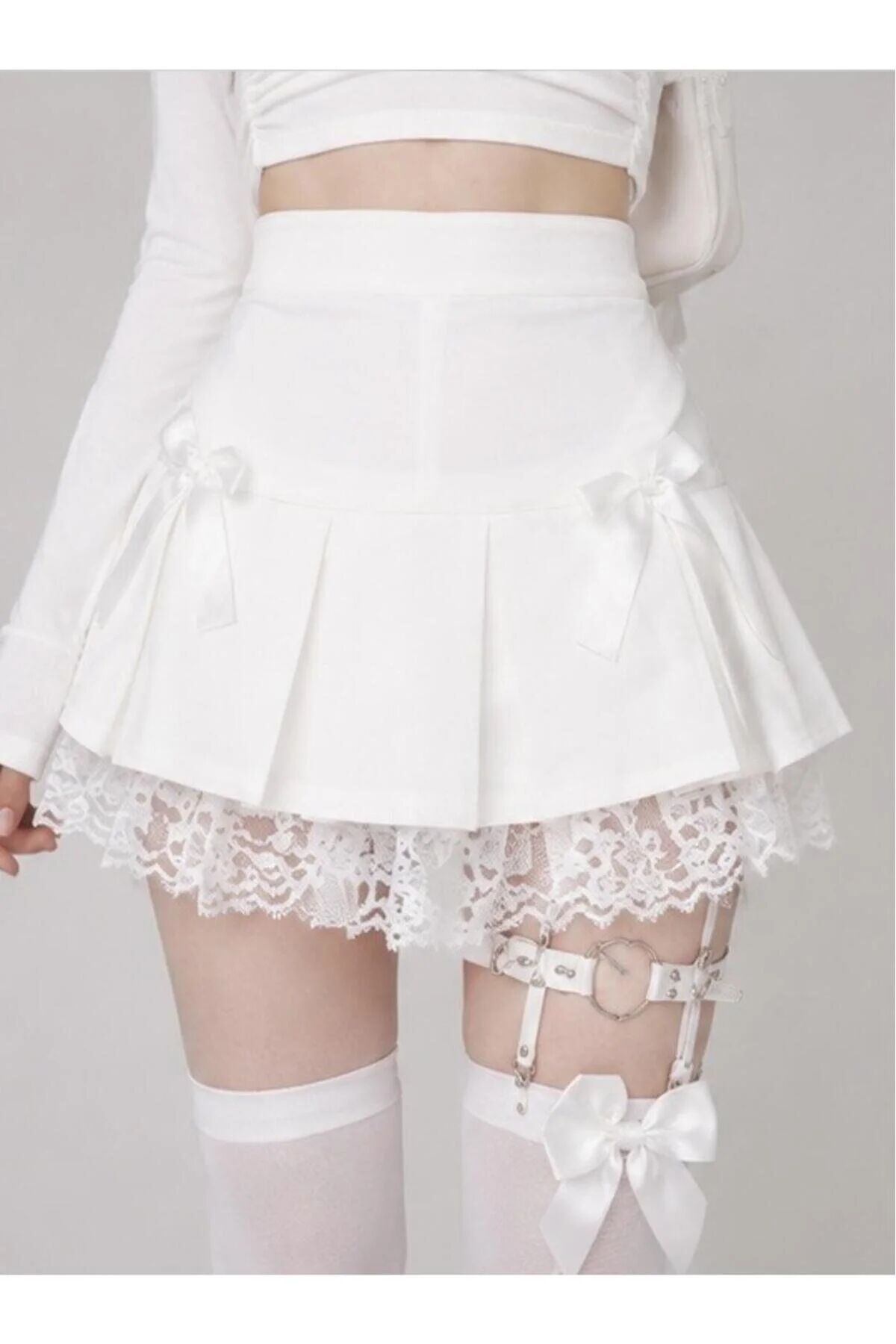 coquette Lolita beyaz Soft dantel detaylı mini etek