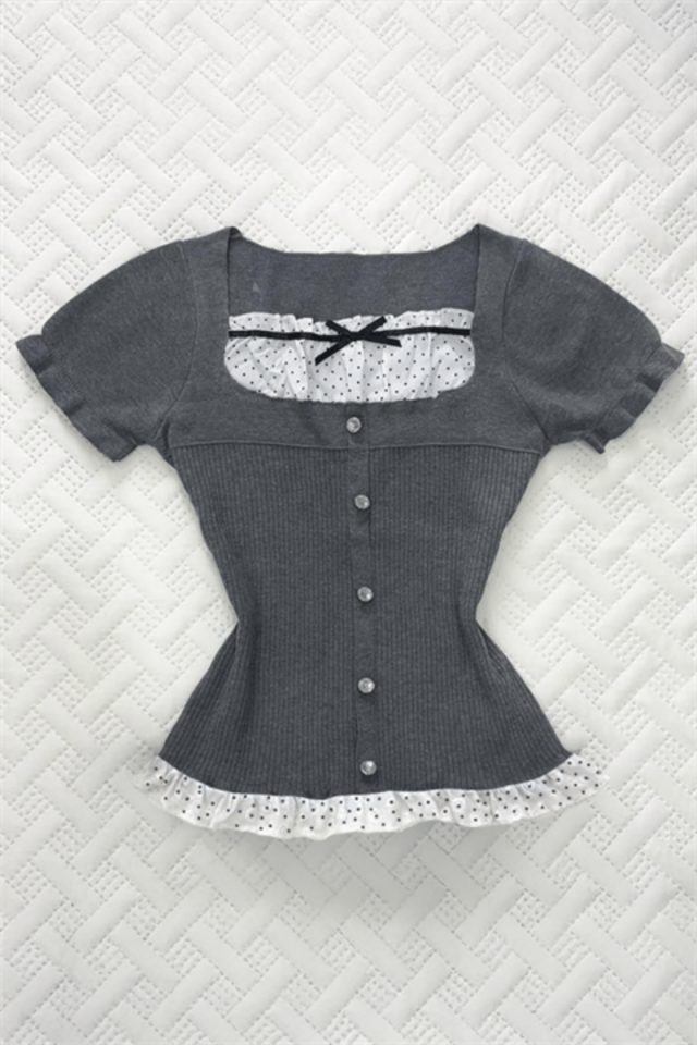 Gri Antrasit Çizgili Twist Y2K Straplez Crop Bluz