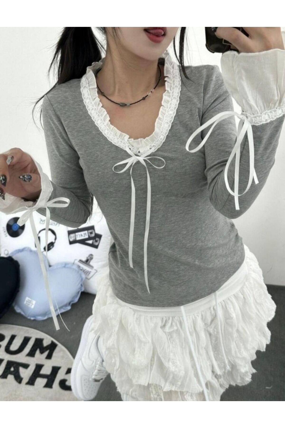 Coquette Lolita Pinterest Victorian Kol Gri Melanj V Yaka Tam Boy Vintage Bluz