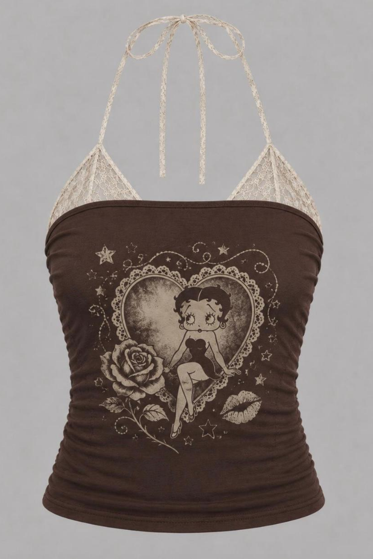 Betty Boop Straplez Ek Askılı Vntage Street Bluz