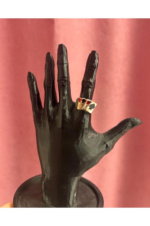 Pins Poker Card Vintage Gümüş Kaplama Yüzük (iç çapı 1,8cm)