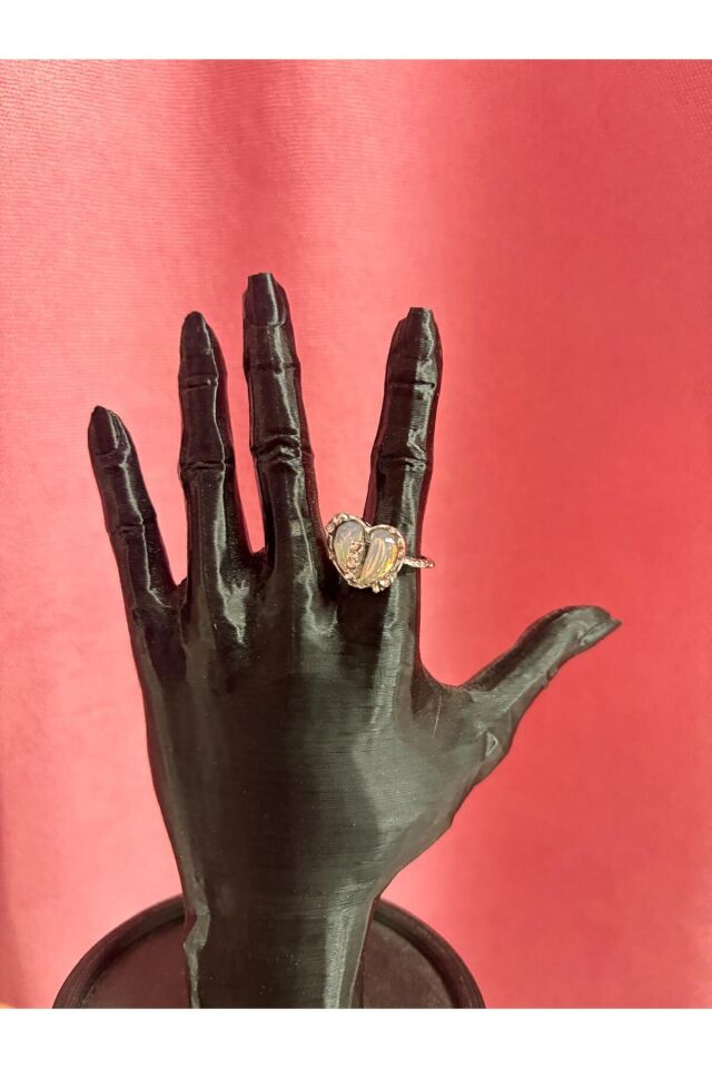 Pinterest Coquette Lolita Blue Heart Pırlanta Taşlı Gümüş Kaplama Ayarlanabilir Yüzük