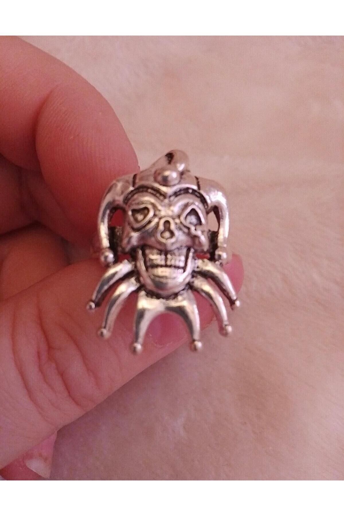 Gorgeous Joker Mask Gümüş Kaplama (iç çapı 1,6cm) Gotic Yüzük