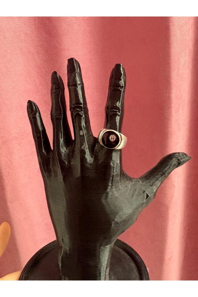 Bilardo Number 8 Gümüş Kaplama Pinterest Yüzük ( iç çapı 1,9cm)