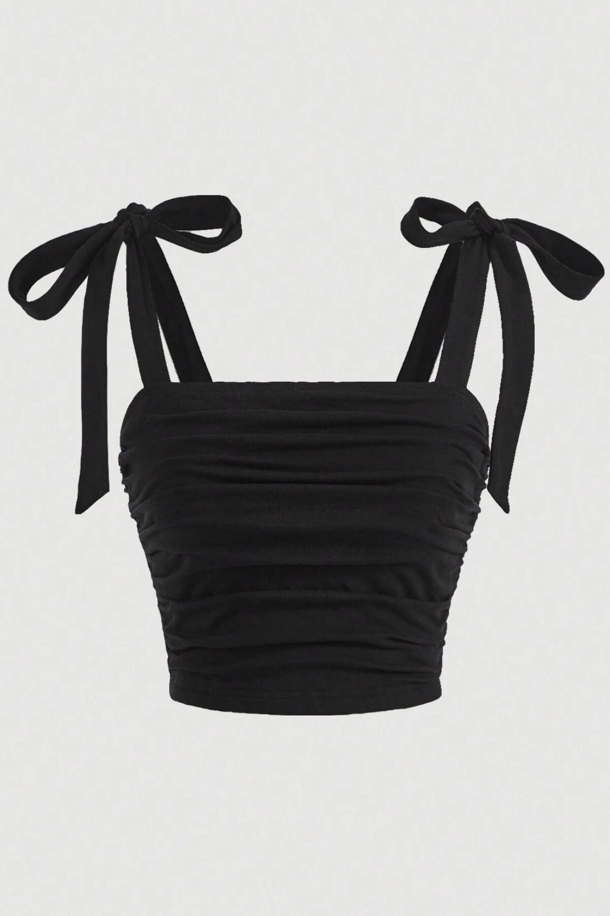 Siyah Fiyonk Y2K Askılı Crop