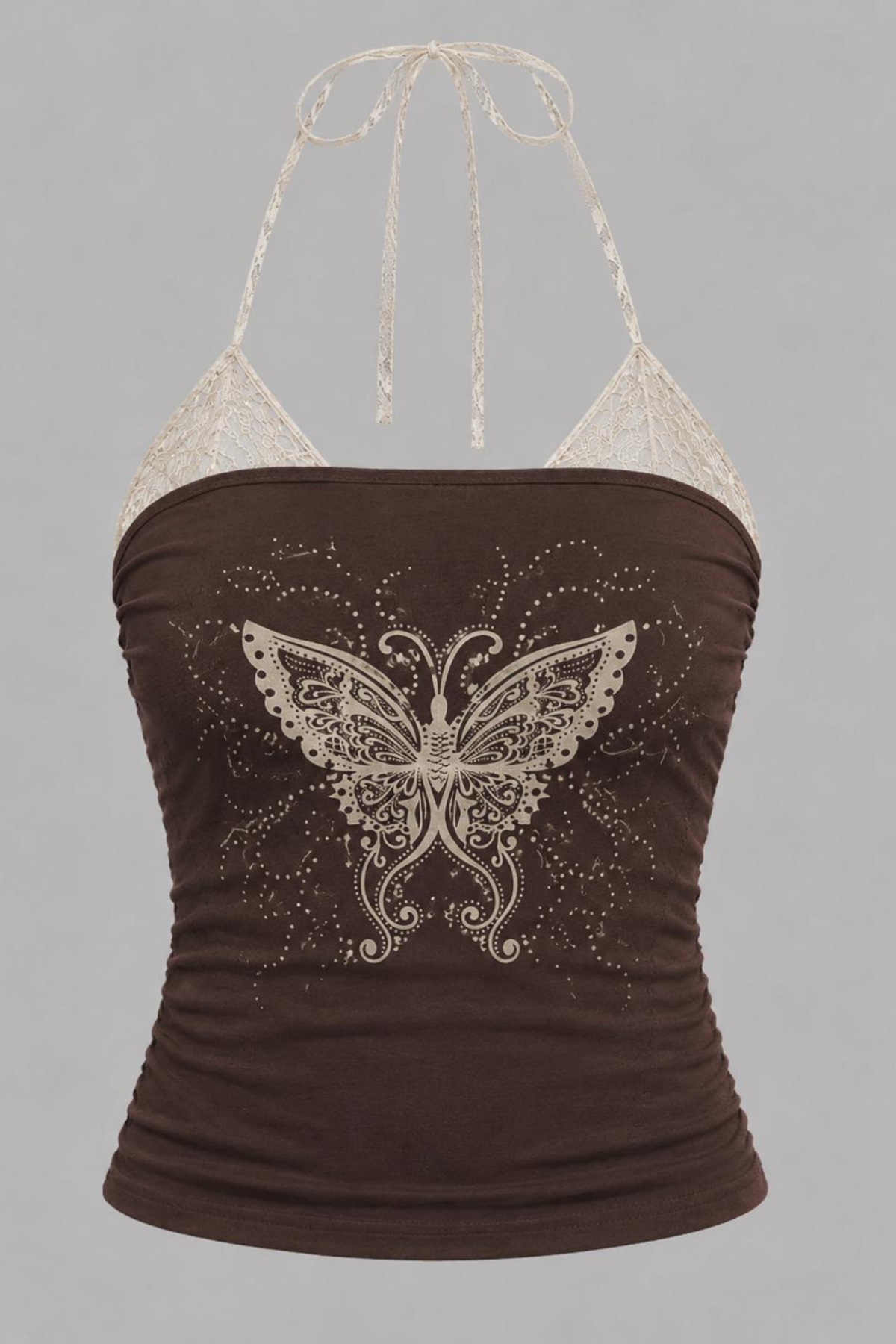 Butterfly vintage ek askılı street bluz