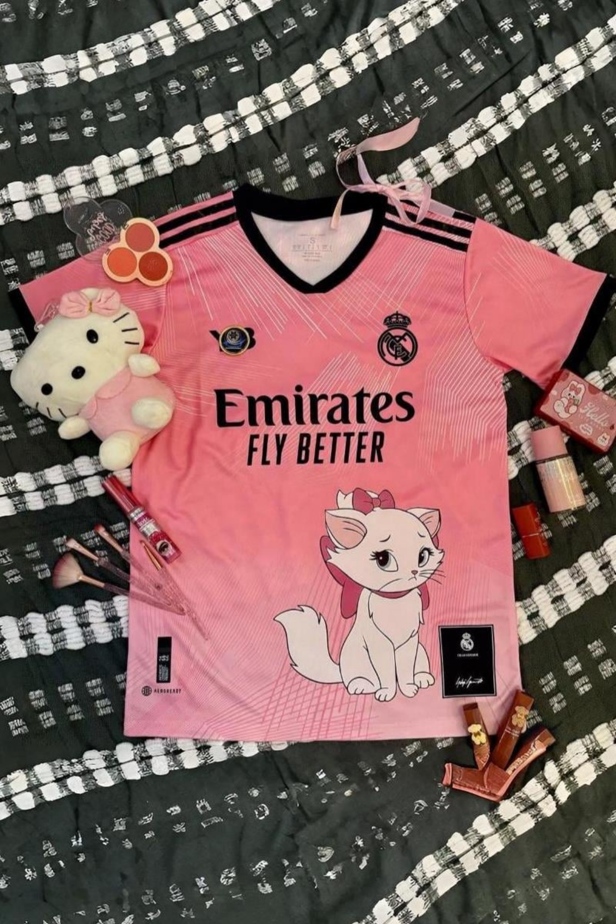 Barbie's Cat Pembe Marie Madrid Jersey Forma Unisex T-Shirt
