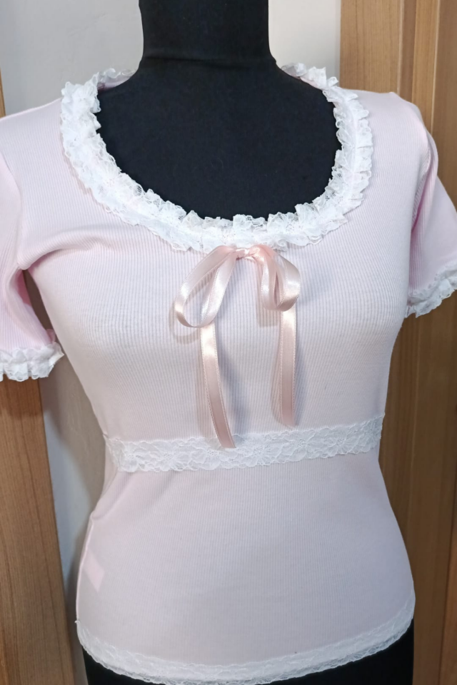 Coquette kurdeleli Fleur de Dentelle Kaşkorse Tam Boy Bluz