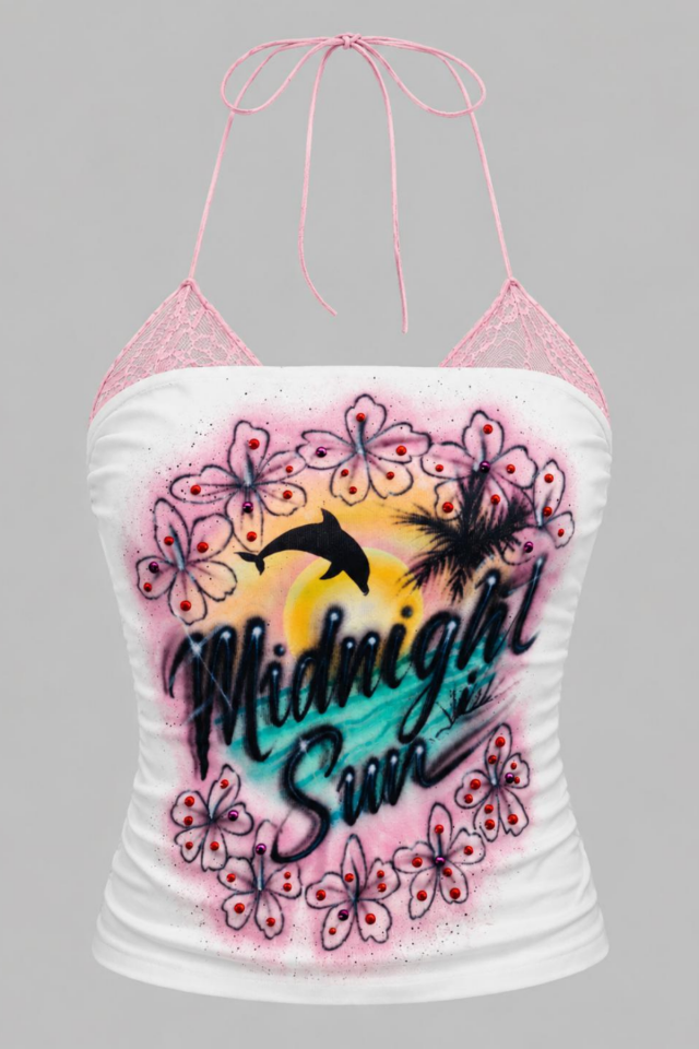 Midnght Sun Summer Pinterest Zara Larsson Dantel Askılı Büzgülü Crop Top