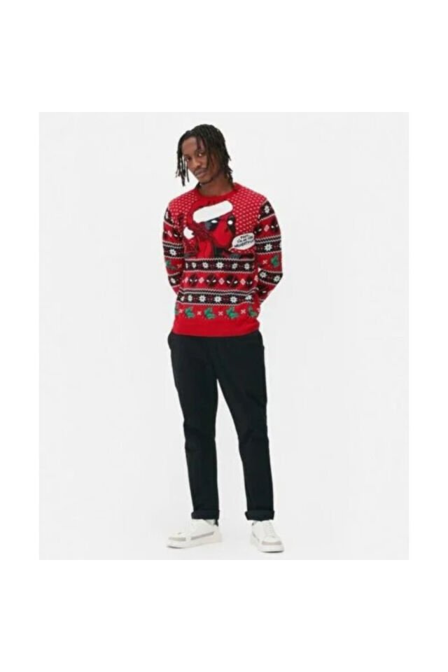 Deadpool New Year Kırmızı Unisex Kazak