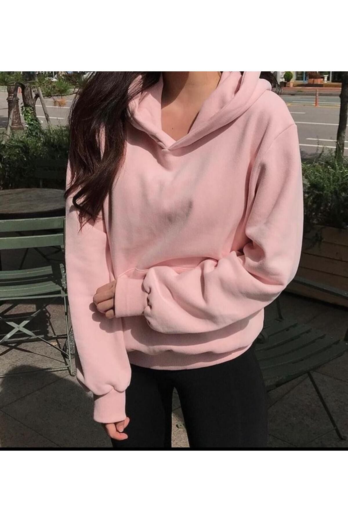 Coquette Toz Pembe Basic Kışlık Sweatshirt