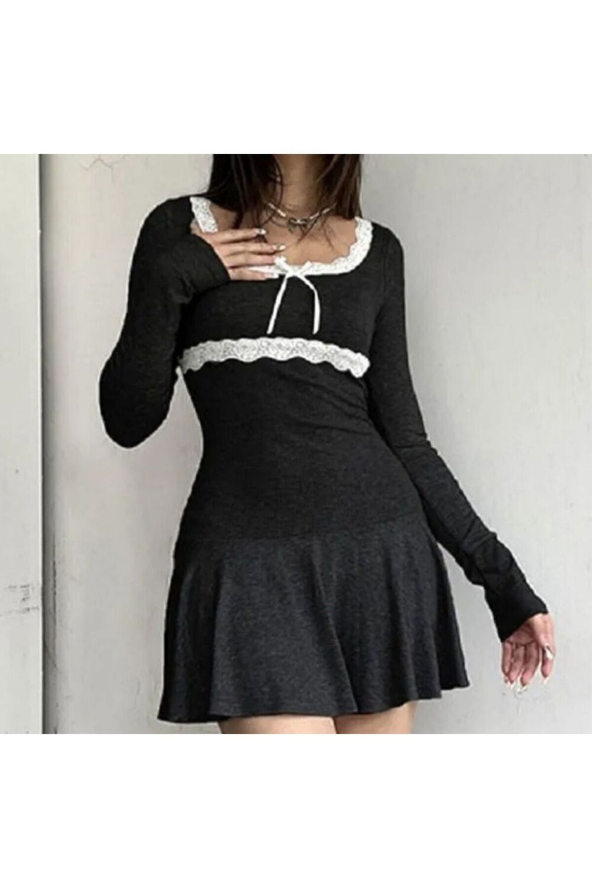 Dantel Yakalı Önü Kurdeleli Victorian Pinterest Elbise