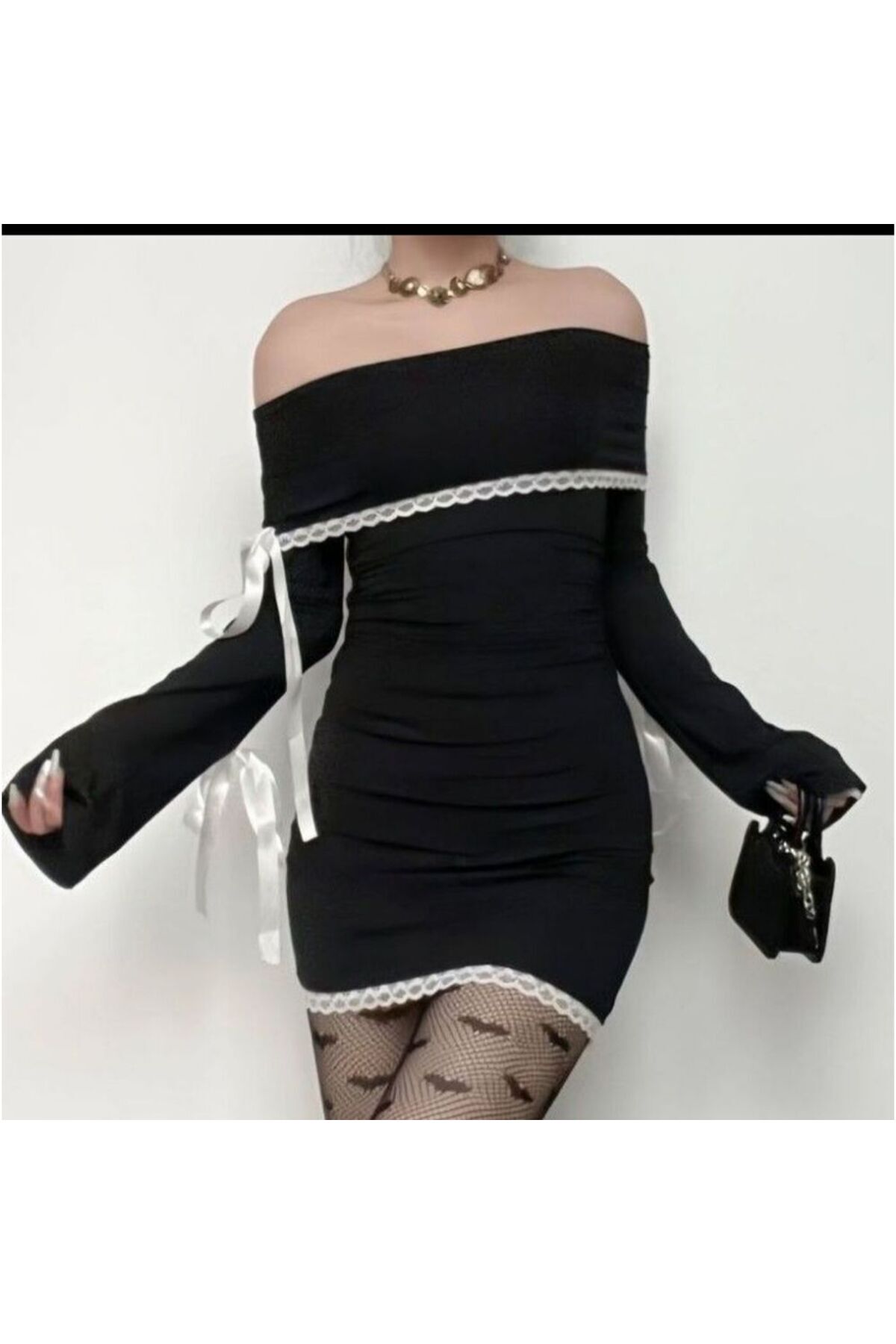 Madonna yaka coquette kışlık elbise